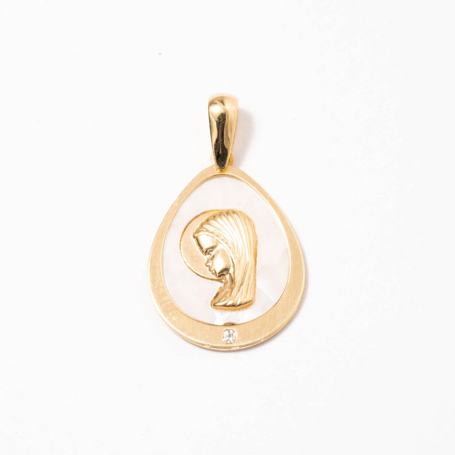 Medalla Oro nácar Virgen niña pera