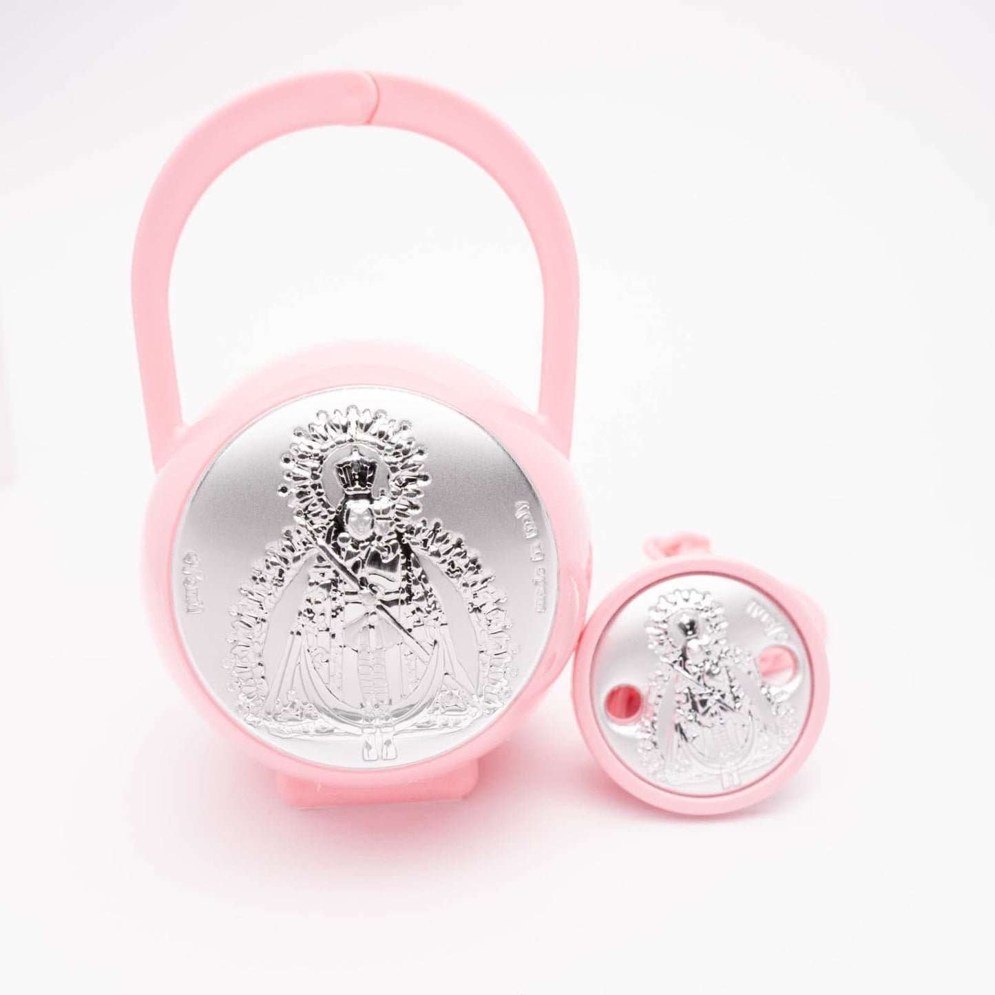 Conjunto chupete plateado rosa V.C.