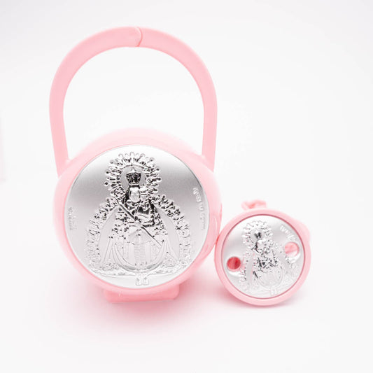 Conjunto chupete plateado rosa V.C.