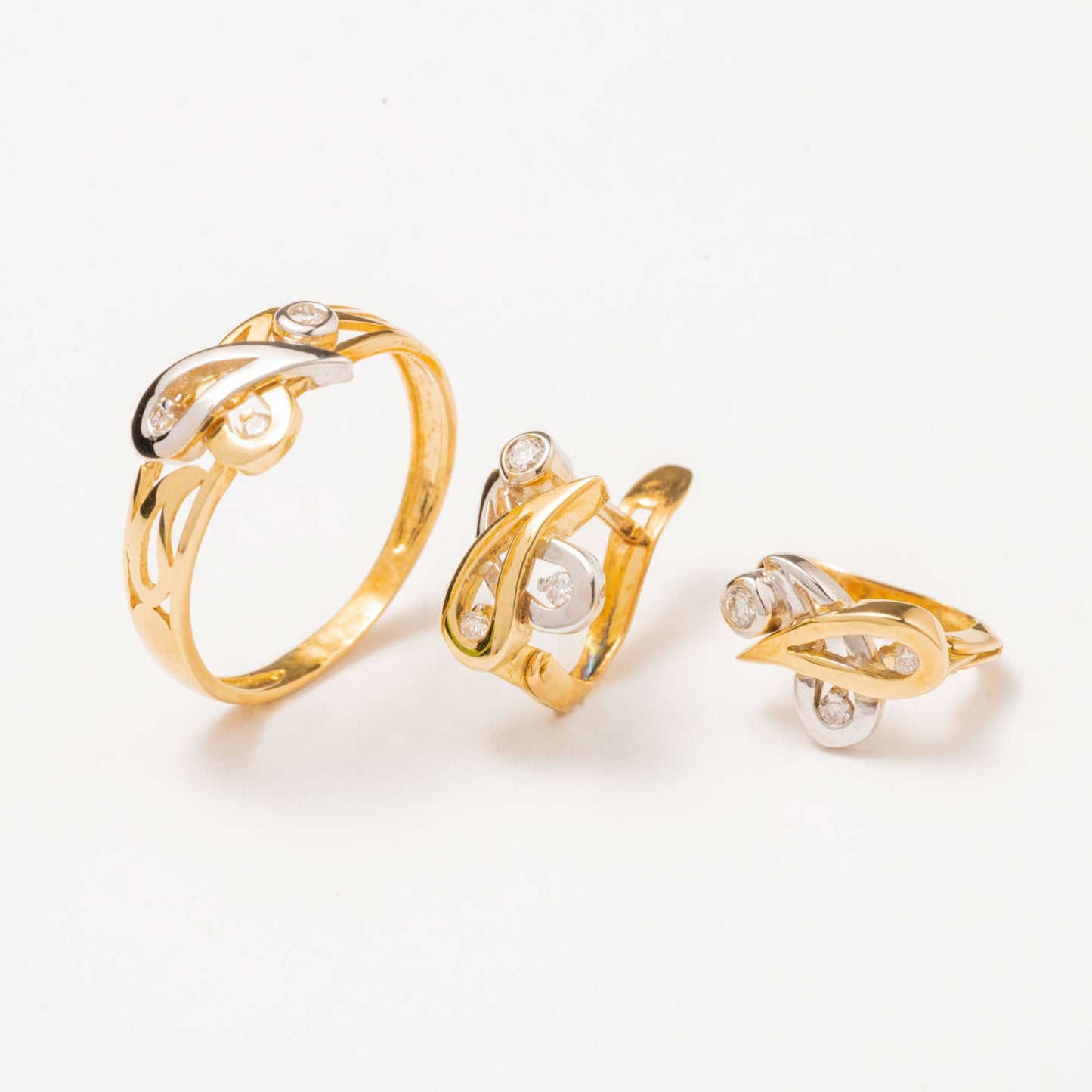Juego Oro Comunión bicolor diamantes