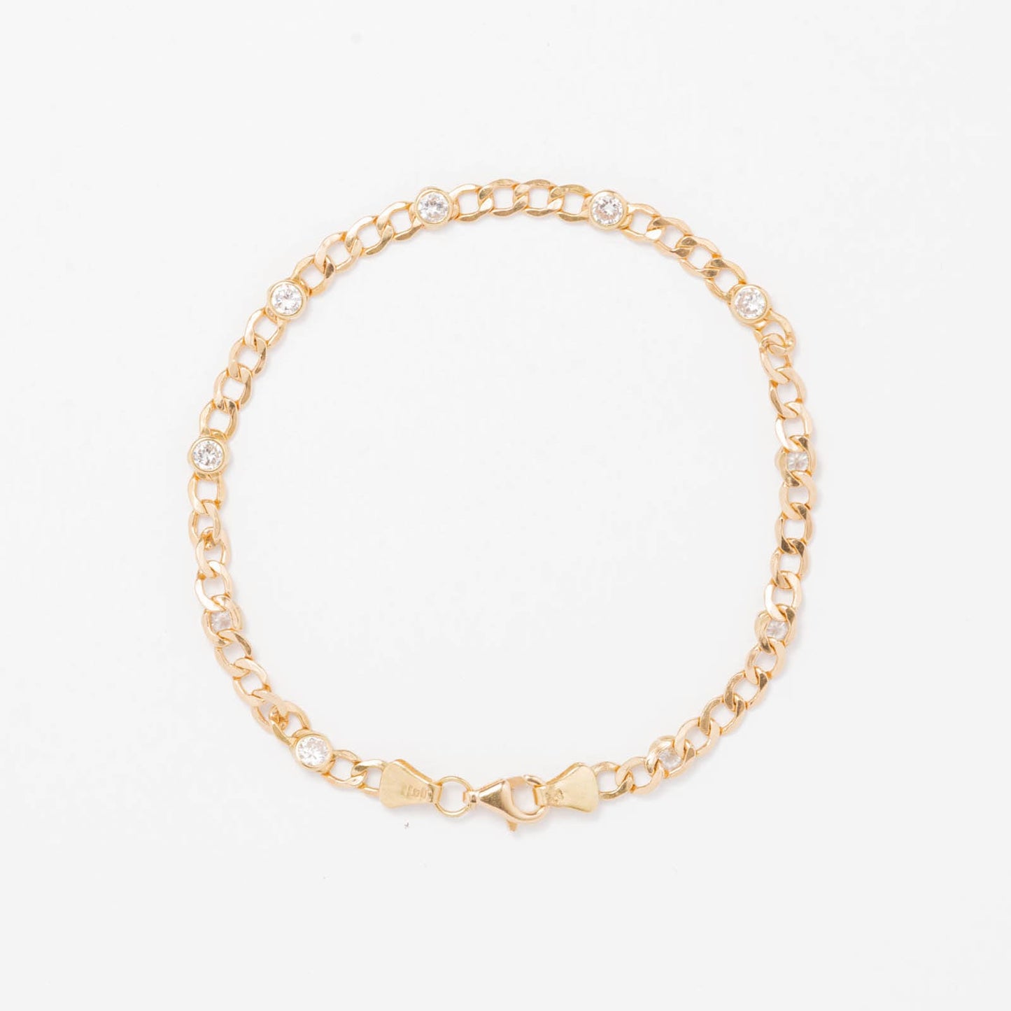 Pulsera Oro eslabón y zirconitas