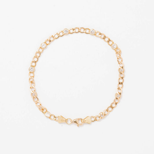 Pulsera Oro eslabón y zirconitas