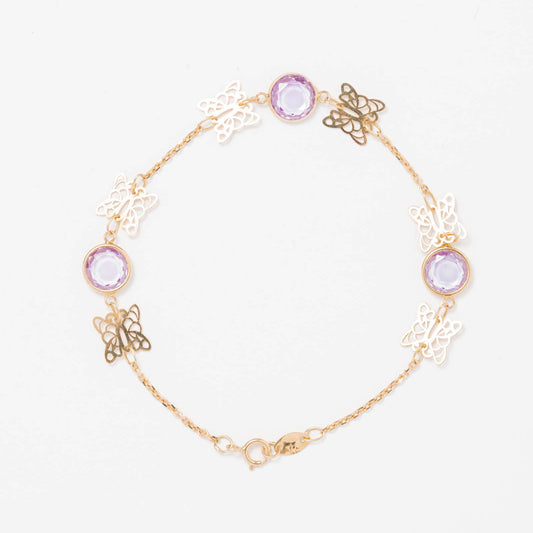 Pulsera Oro amatista mariposa