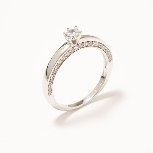 Sortija Oro blanco y zirconitas