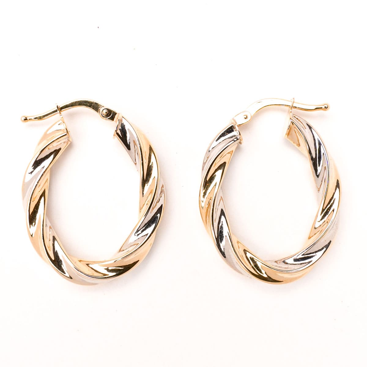 Aros Oro bicolor rizados oval