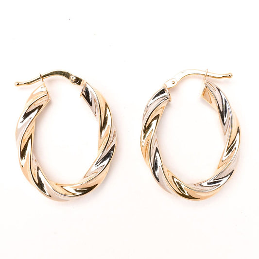 Aros Oro bicolor rizados oval