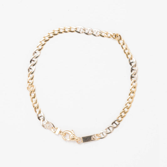 Pulsera Oro eslabones bicolor cadena