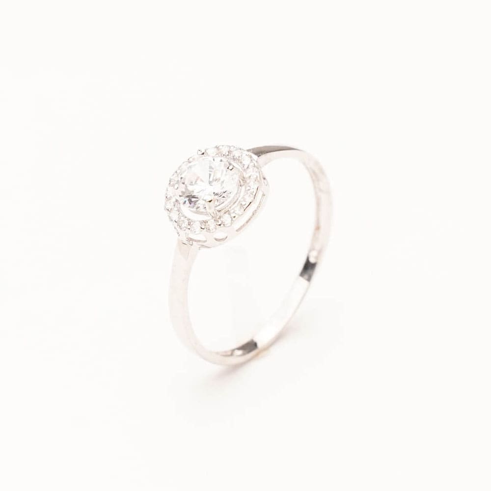 Sortija Oro blanco cuajo zirconitas