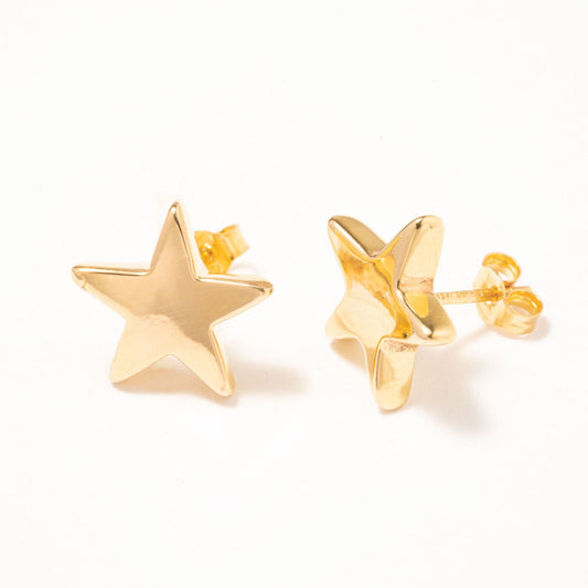 Pendientes Oro estrella cierre presión