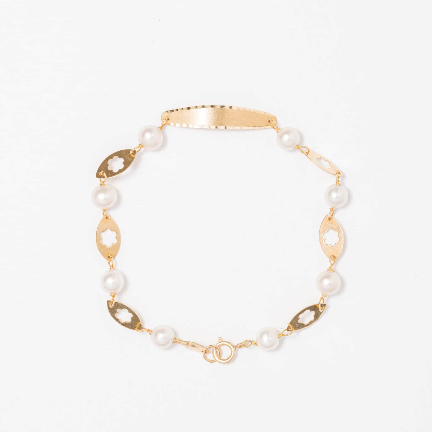 Pulsera Oro esclava perlas y flores