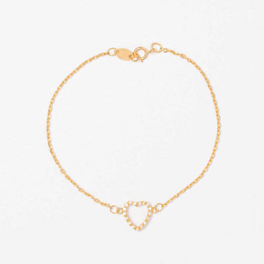 Pulsera Oro cordón corazón zirconitas