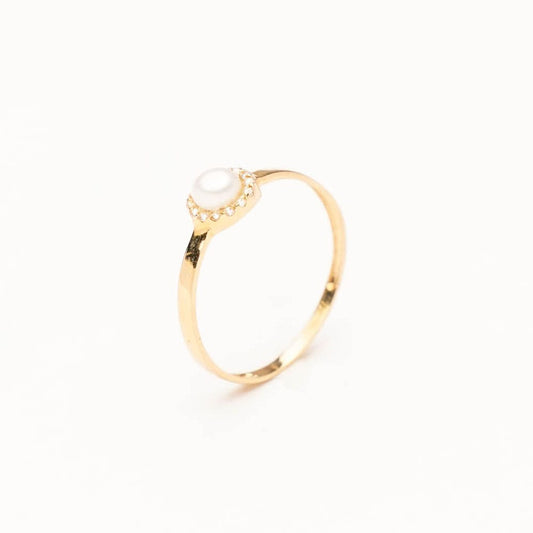 Sortija Oro perla zirconitas 2