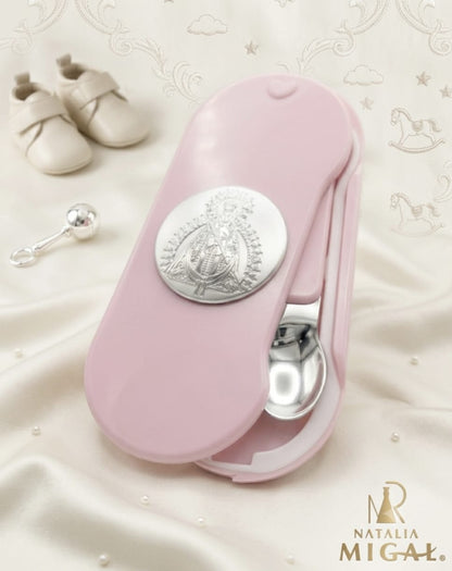 Porta cubierto bebé rosa Virgen de la Cabeza