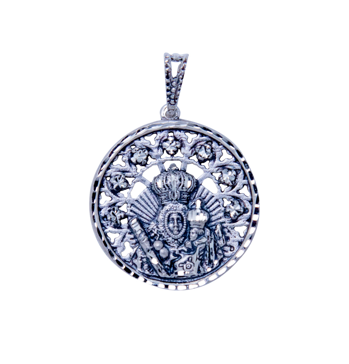 Medalla plata V. Cabeza silueta conchas 27mm