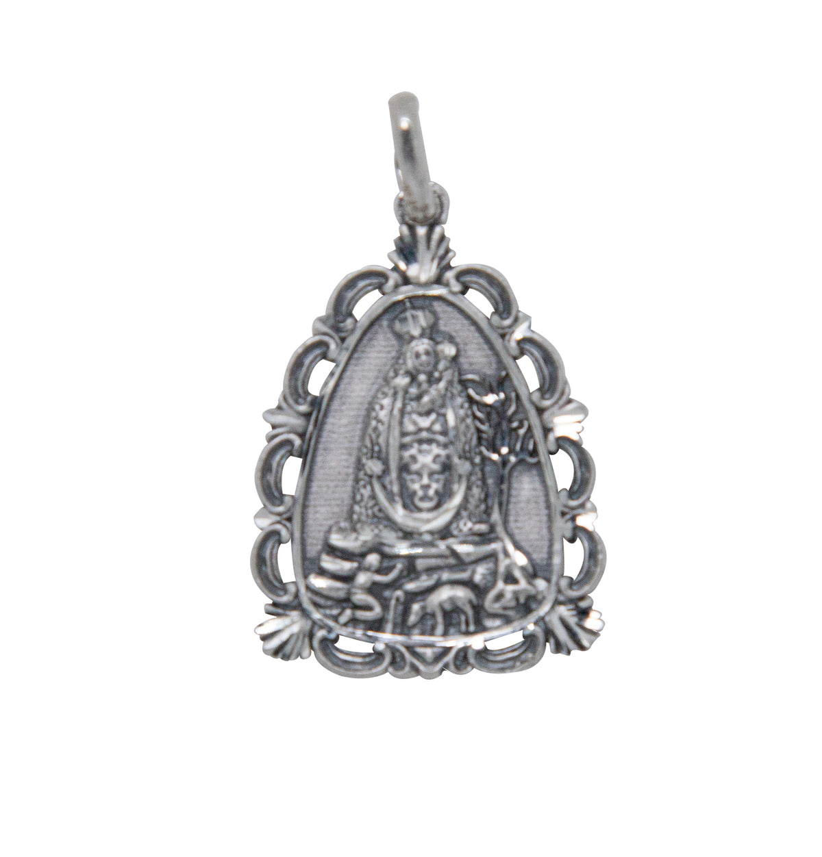 Medalla plata V. Cabeza silueta conchas - 3,3cm