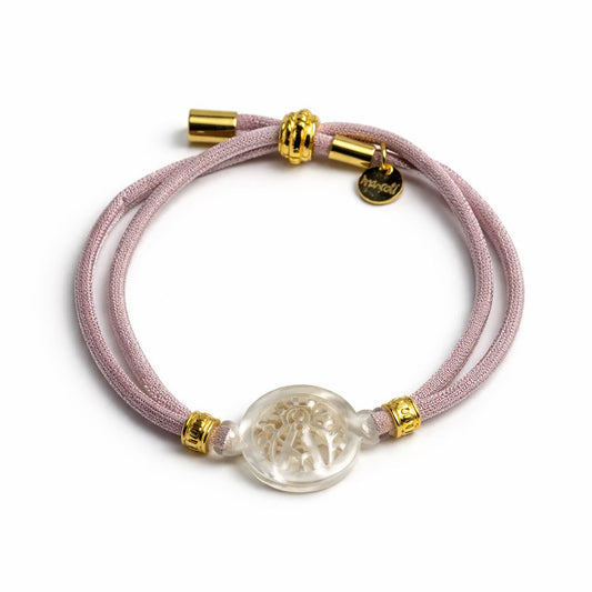 Pulsera de la Virgen de la Cabeza de nacar y cordón elástico