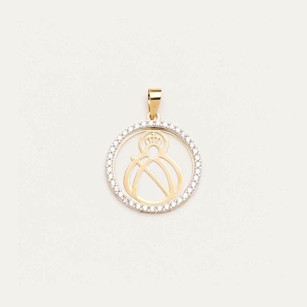 Medalla Oro bicolor V. Cabeza silueta bocel zirconitas Nº1