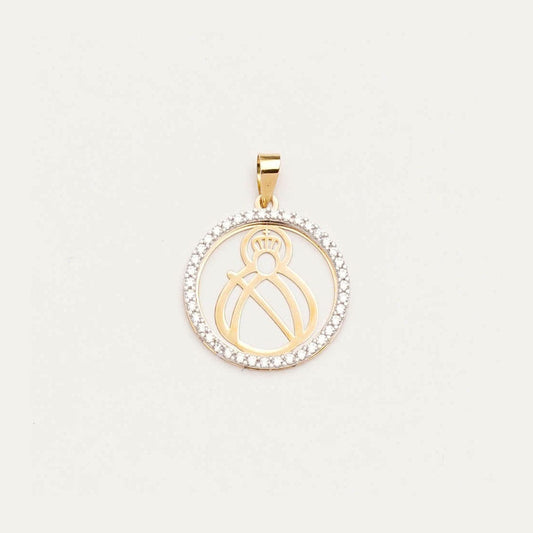 Medalla Oro bicolor V. Cabeza silueta bocel zirconitas Nº1