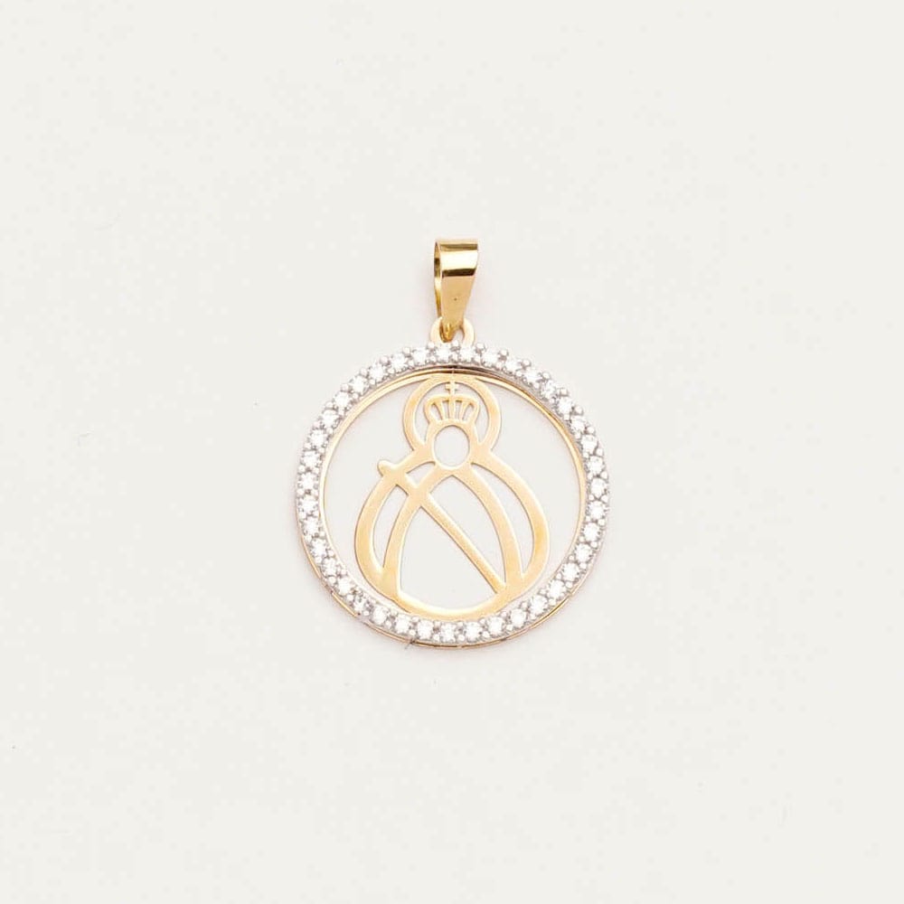 Medalla Oro bicolor V. Cabeza silueta bocel zirconitas Nº2