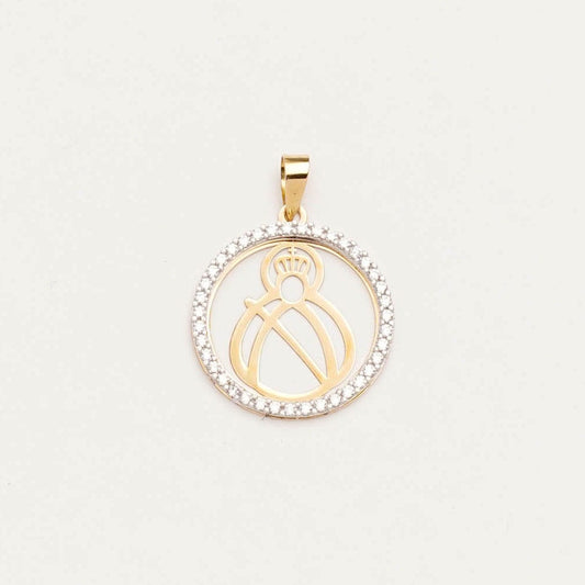 Medalla Oro bicolor V. Cabeza silueta bocel zirconitas Nº2