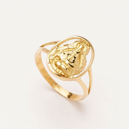 Sortija Oro V. Cabeza silueta clásica cerco oval
